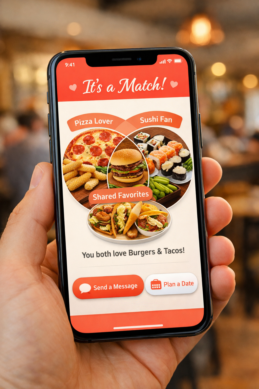 App screen showing two matched taste profiles